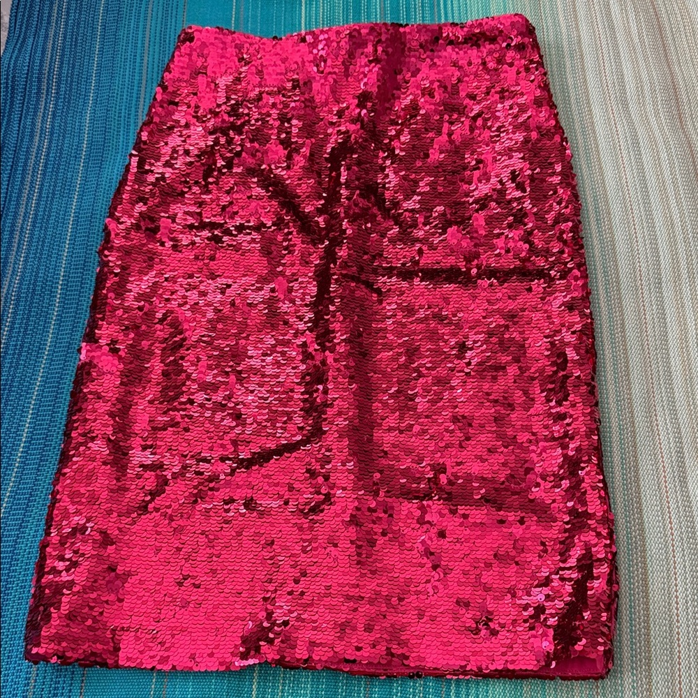 Alice + Olivia Vibrant Pink Sequin Pencil Skirt